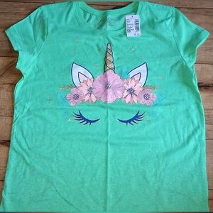The Children's Place Green Unicorn Eyes And Horn Tee